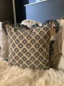 Handmade blue block printed cushion, by Mahnee Titus
