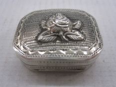 Victorian silver vinaigrette, rectangular with raised rose decoration to lid, Birmingham 1870, maker