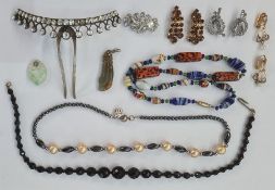 Late 19th/early20th century white metal and diamante small tiara/hair comb of curved form, Italian