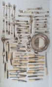 Quantity of assorted plated flatware and a circular shaped dish (1 box)