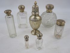 Late 19th century silver sugar caster, fluted twist design with engraved detail, on circular base,