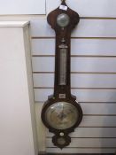 19th century mahogany wheel barometer/thermometer and humidity gauge, 97.5cm