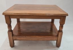 20th century walnut two tier coffee table, the rectangular top with rounded corners, moulded edge on