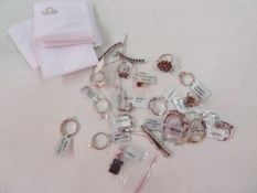 Large quantity of silver stone set rings, pendants and other jewellery in white pouches