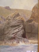 A Mitchell (20th century school) Watercolour  Coastal scene with cliff edge and rocks, signed