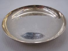A 1950s silver pin dish, circular plain form, Chester 1956, maker Lowe & Son, 2.4toz, 9cm in