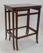 20th century mahogany nest of two tables, the rectangular tops with boxwood stringing and moulded