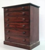 19th century stained pine collector's chest of six drawers, to plinth base, 38cm x 46cm