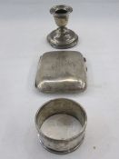 1940's rectangular silver cigarette case, plain with initials 'HCA(?)', Birmingham 1944, maker F.