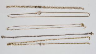 9ct gold fine curblink chain, 9ct gold twisted curblink chain (broken), 9ct gold double-oval link