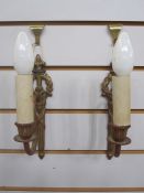 Two single branch wall lights in painted metal