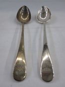Pair of George III silver Old English pattern serving spoons by Peter, Anne & William Bateman,
