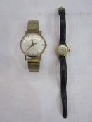 Lady's Omega Ladymatic strap watch, the circular dial with gilt batons and date aperture on