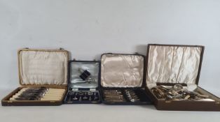 Quantity of cased silver plated flatware to include cased teaspoons, tea knives and forks,