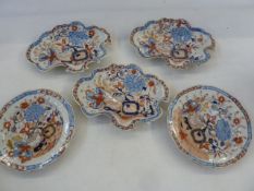 Three 19th century Masons ironstone dishes and two plates (5)