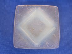 Lalique opalescent square dish 'Vezelay' pattern, 10cm diameter  Condition Reportsurface wear to the