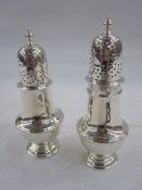 Pair of Edwardian silver casters by C S Harris & Sons Ltd, London 1905, of baluster form, 3.8toz