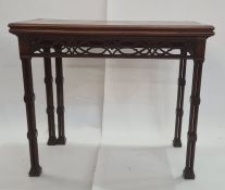 19th century Chippendale style card table, the rectangular flame mahogany and marquetry inlaid top
