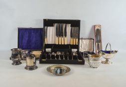 Quantity of plated cased flatware sets to include teaspoons, milk jug, tankard, spoons, etc