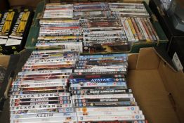 TWO TRAYS OF DVDS
