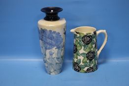 A MOORLAND CERAMIC VASE MARKED L. B. MOORCROFT NO. 80/750 TOGETHER WITH A MOORLAND JUGCondition
