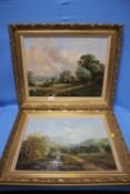 TWO OIL PAINTINGS OF RURAL SCENES SIGNED P. BRADSHAW