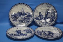 FOUR DELFTS BLAVW PLATES