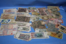 A BUNDLE OF OLD WORLD BANKNOTES
