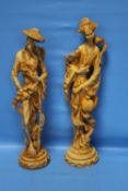 A PAIR OF ORIENTAL STYLE RESIN FIGURES
