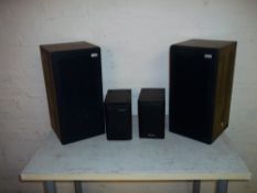A SET OF AKAI SPEAKERS AND A PAIR OF PANASONIC SPEAKERS