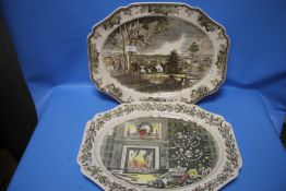 TWO LARGE JOHNSON BROTHERS TURKEY PLATES - '