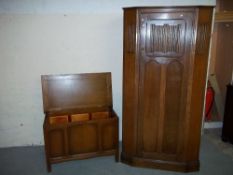 AN OAK WARDROBE AND A BLANKET BOX