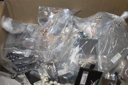 A BOX OF ASSORTED NEW COSTUME JEWELLERY A/F
