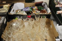 TWO TRAYS OF CERAMICS AND GLASSWARE