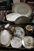 TWO TRAYS OF CERAMICS TO INCLUDE PLATES ETC.