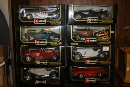 EIGHT BOXED BURAGO CARS