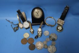 A COLLECTION OF COINS AND WATCHES