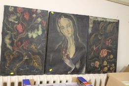 THREE OIL PAINTINGS ON CANVAS