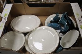 A TRAY OF POOLE POTTERY (NOT INCLUDING TRAY)