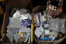 TWO BOXES OF NEW ITEMS TO INCLUDE INCENSE STICKS, SUCTION CUP HOOKS, PHONE CASES ETC.