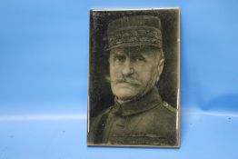 A GEORGE CARTLIDGE PICTURE PORTRAIT CERAMIC TILE OF FRENCH GENERAL FERDINAND FOCH MADE BY J. H.