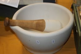 A LARGE WEDGWOOD PESTLE & MORTER