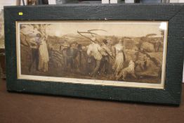 A FRAMED ENGRAVING TITLED 'THE HARVEST MOON', 111 X 55 CM