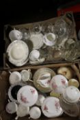 TW0 TRAYS OF ASSORTED GLASSWARE AND CERAMICS
