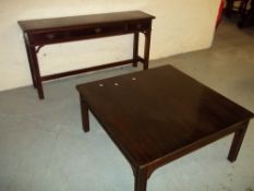 A SOFA TABLE AND A COFFEE TABLE