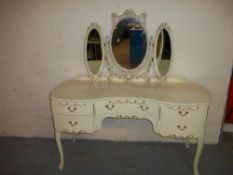 A LOUIS STYLED DRESSING TABLE WITH TRIPLE MIRROR