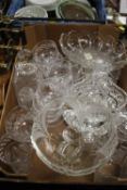 A TRAY OF GLASSWARE