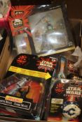 A BOX OF STAR WARS FIGURES ETC. TO INCLUDE EPISODE ONE