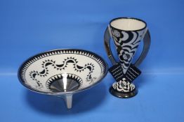 TWO PIECES OF MOORLAND POTTERY, ONE SIGNED '