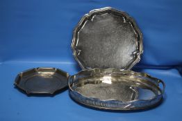 THREE WHITE METAL TRAYS